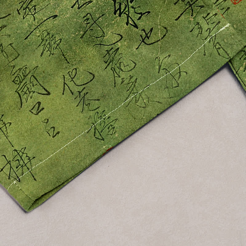 Buddha Stones Pure Cotton Vintage Calligraphy Seal Pattern Women's Elastic Waist Pants With Pockets - image 1
