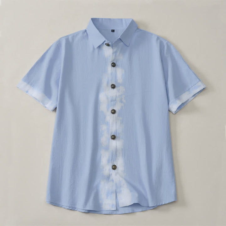 Buddha Stones Summer Casual Boho Tie-Dye Solid Men's Short Sleeve Shirts - PowderBlue - US/UK/AU42, EU52 (3XL) - image 7