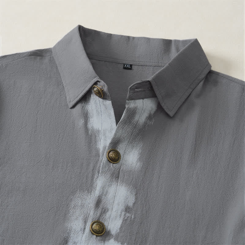 Buddha Stones Summer Casual Boho Tie-Dye Solid Men's Short Sleeve Shirts - image 17
