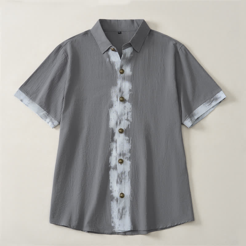 Buddha Stones Summer Casual Boho Tie-Dye Solid Men's Short Sleeve Shirts - Gray - US/UK/AU42, EU52 (3XL) - image 14