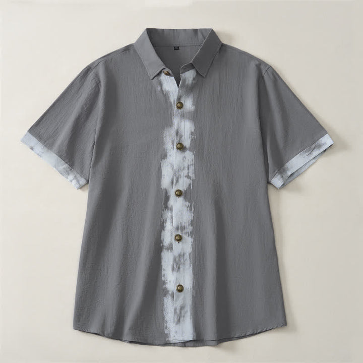 Buddha Stones Summer Casual Boho Tie-Dye Solid Men's Short Sleeve Shirts - Gray - US/UK/AU42, EU52 (3XL) - image 14