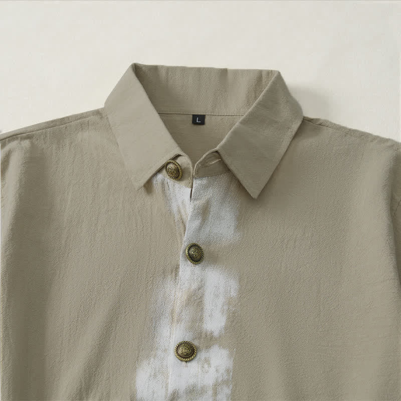 Buddha Stones Summer Casual Boho Tie-Dye Solid Men's Short Sleeve Shirts - image 3