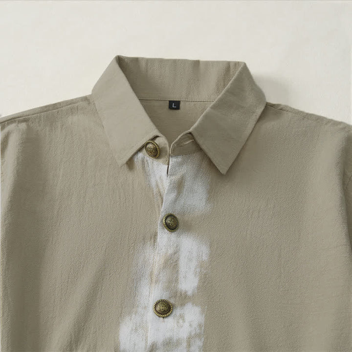 Buddha Stones Summer Casual Boho Tie-Dye Solid Men's Short Sleeve Shirts - image 3