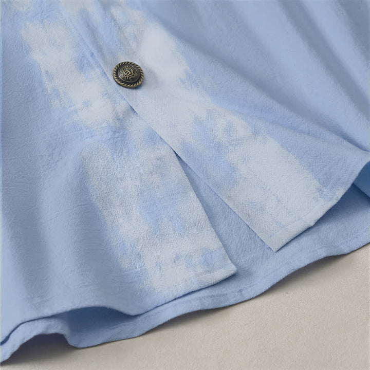 Buddha Stones Summer Casual Boho Tie-Dye Solid Men's Short Sleeve Shirts - image 12
