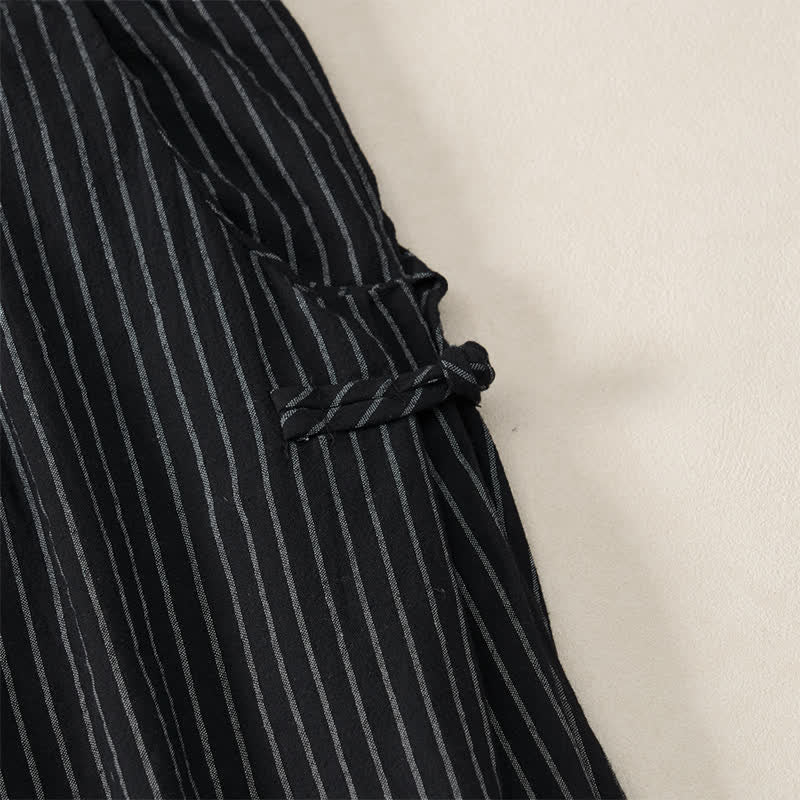 Buddha Stones Spring Summer Basic Drawstring Striped Cropped Pants Men's Tapered Pants With Pockets - image 20