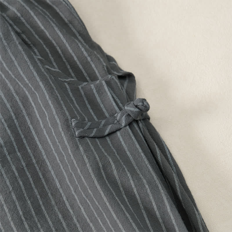 Buddha Stones Spring Summer Basic Drawstring Striped Cropped Pants Men's Tapered Pants With Pockets - image 13
