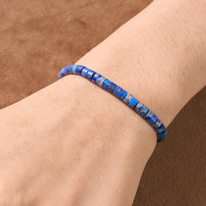 Buddha Stones Lapis Lazuli Truth Straight Cut Flat Bead Bracelet - image 2