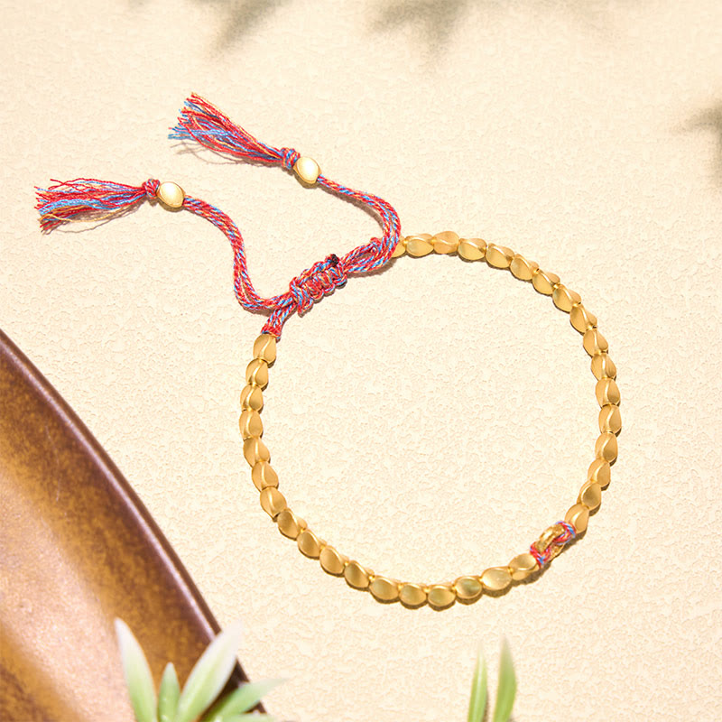 Buddha Stones Tibetan Auspicious Cloud Peace Buckle Copper Beads String Bracelet - image 3