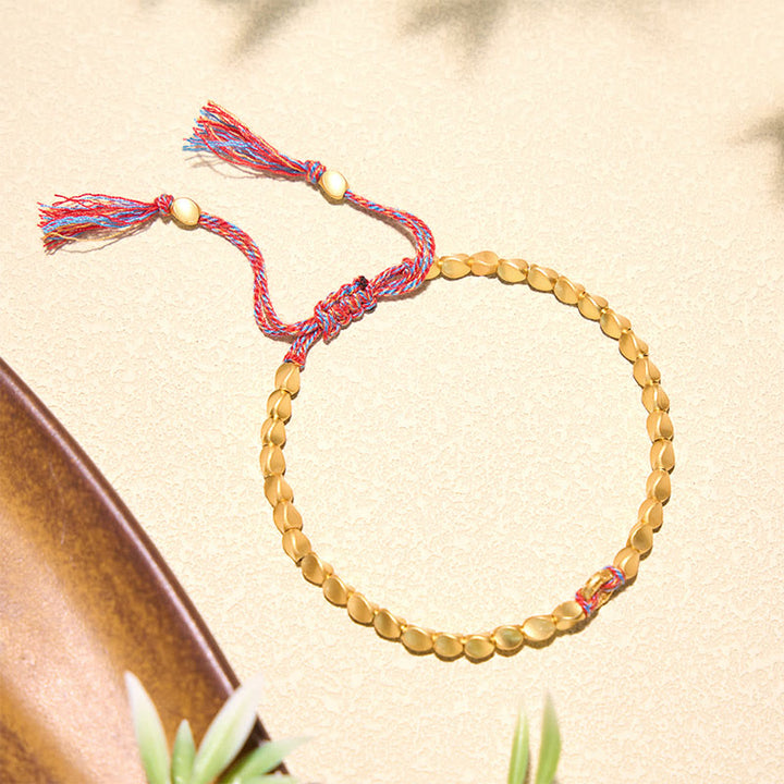 Buddha Stones Tibetan Auspicious Cloud Peace Buckle Copper Beads String Bracelet - image 3