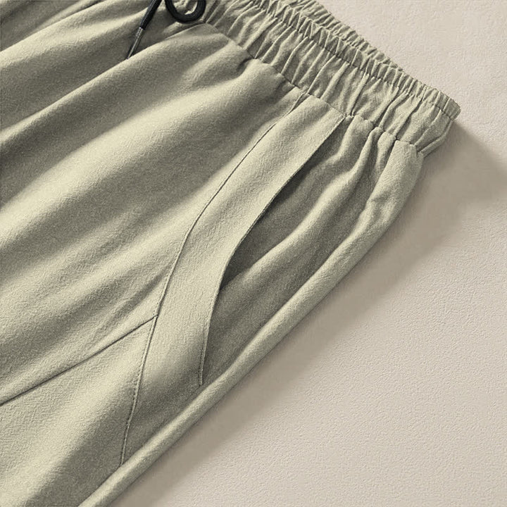 Buddha Stones Pure Cotton Seal Frog Pattern Drawstring Men's Tapered Pants With Pockets - image 4