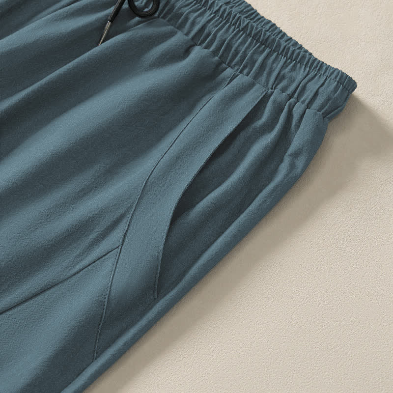 Buddha Stones Pure Cotton Reclining Tiger Moon Pattern Drawstring Men's Tapered Pants With Pockets - image 4
