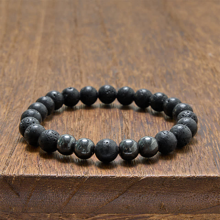 Buddha Stones Hematite Lava Rock Grounding Minimalist Beaded Bracelet - image 10