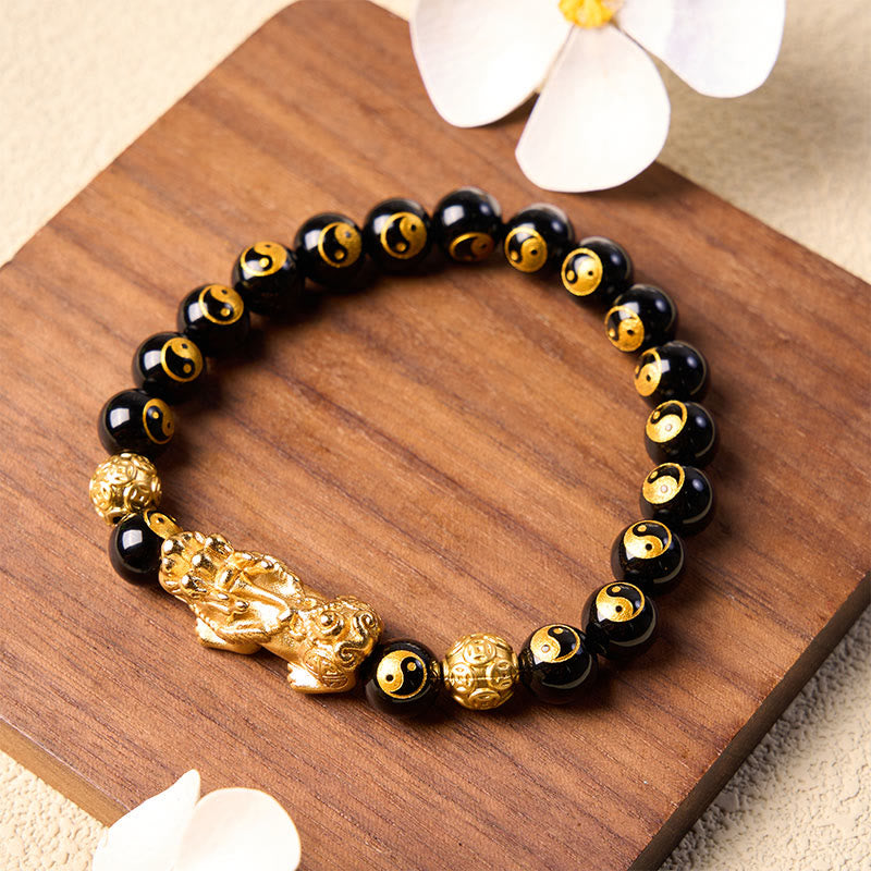 Buddha Stones Black Onyx Copper Pi Xiu Beads Wealth Bracelet - image 2