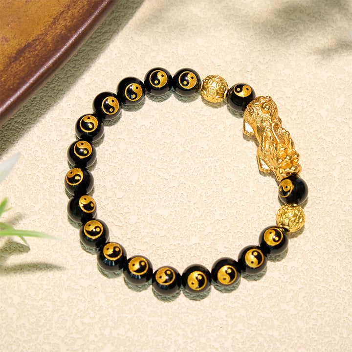 Buddha Stones Black Onyx Copper Pi Xiu Beads Wealth Bracelet - image 4