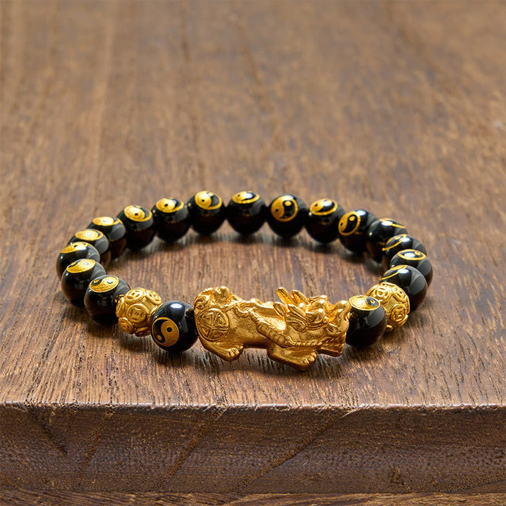 Buddha Stones Black Onyx Copper Pi Xiu Beads Wealth Bracelet - image 3