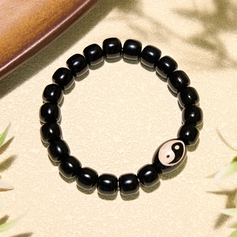 Buddha Stones Black Onyx Yin Yang Beads Harmony Bracelet - image 1
