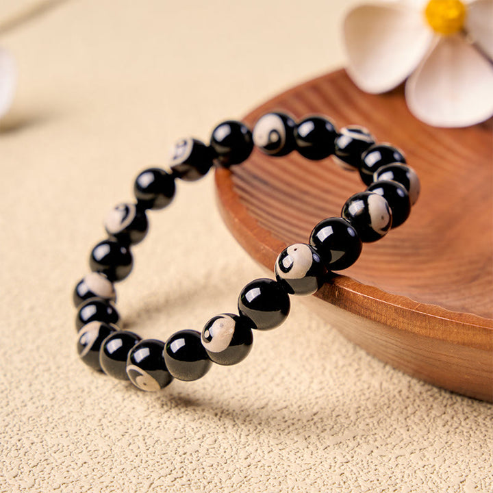 Buddha Stones Black Onyx Yin Yang Beads Balance Bracelet - image 1
