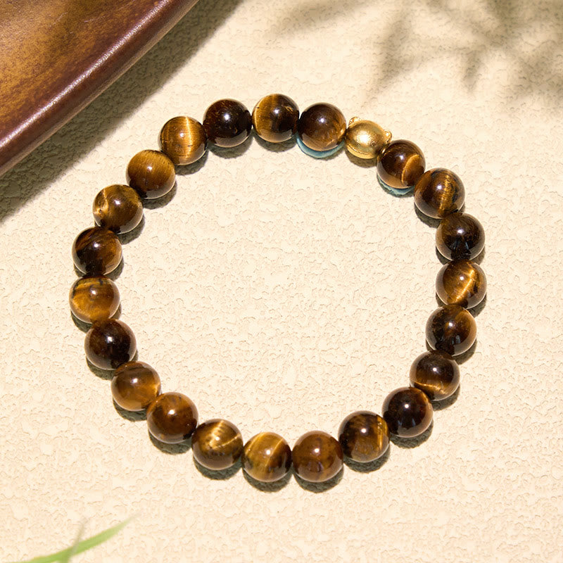 Buddha Stones Tiger Eye Cat Head Copper Strength Bracelet - image 3