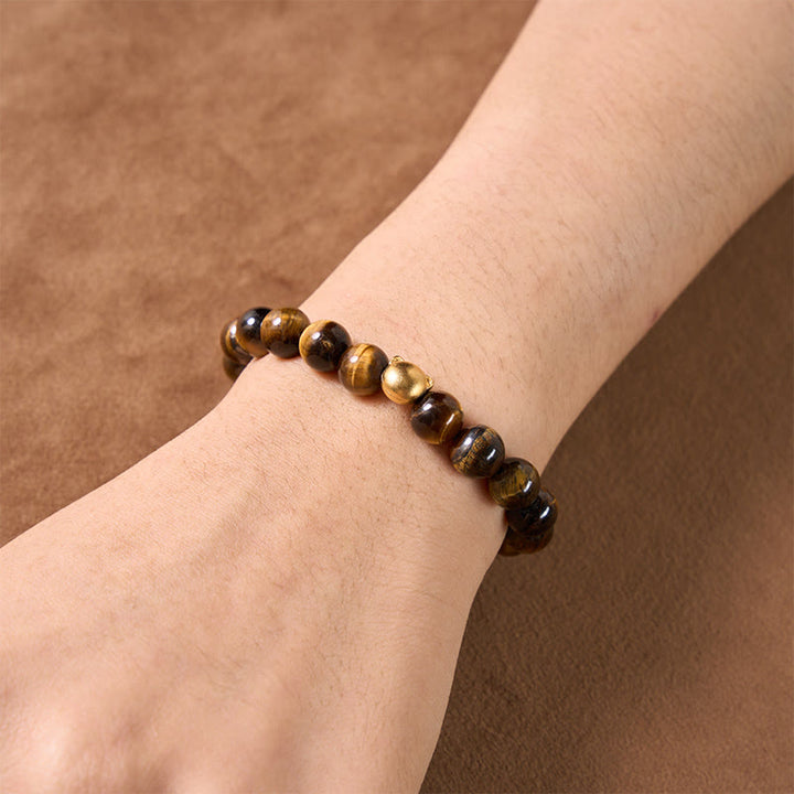 Buddha Stones Tiger Eye Cat Head Copper Strength Bracelet - image 8