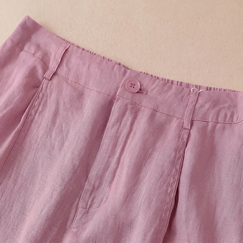 Buddha Stones Spring Summer Casual Minimalist Solid Zipper Design Cropped Pants Women's Wide Leg Pants With Pockets - image 28