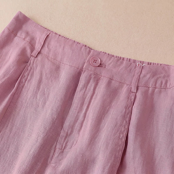 Buddha Stones Spring Summer Casual Minimalist Solid Zipper Design Cropped Pants Women's Wide Leg Pants With Pockets - image 28