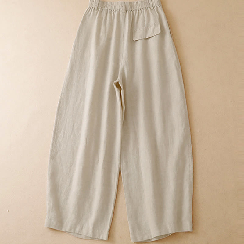 Buddha Stones Spring Summer Casual Minimalist Solid Zipper Design Cropped Pants Women's Wide Leg Pants With Pockets - image 19