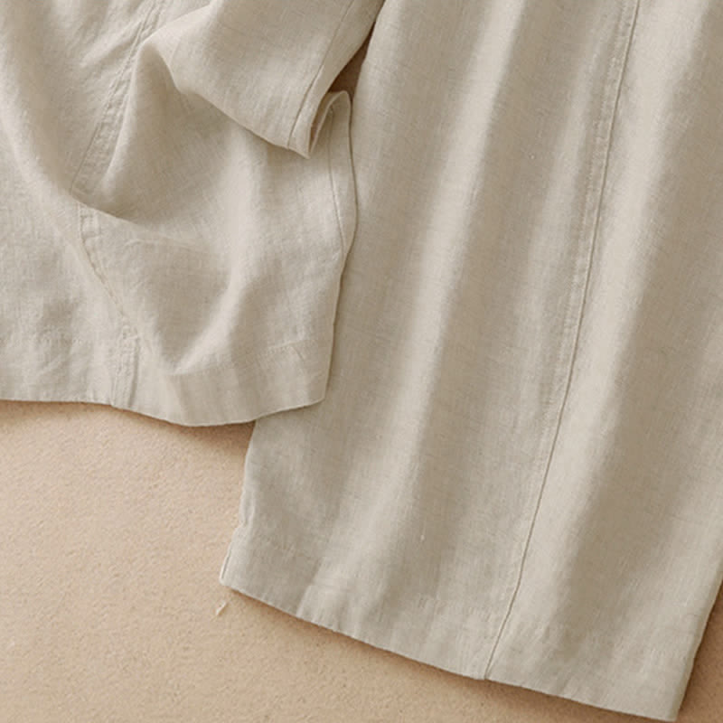 Buddha Stones Spring Summer Casual Minimalist Solid Zipper Design Cropped Pants Women's Wide Leg Pants With Pockets - image 23