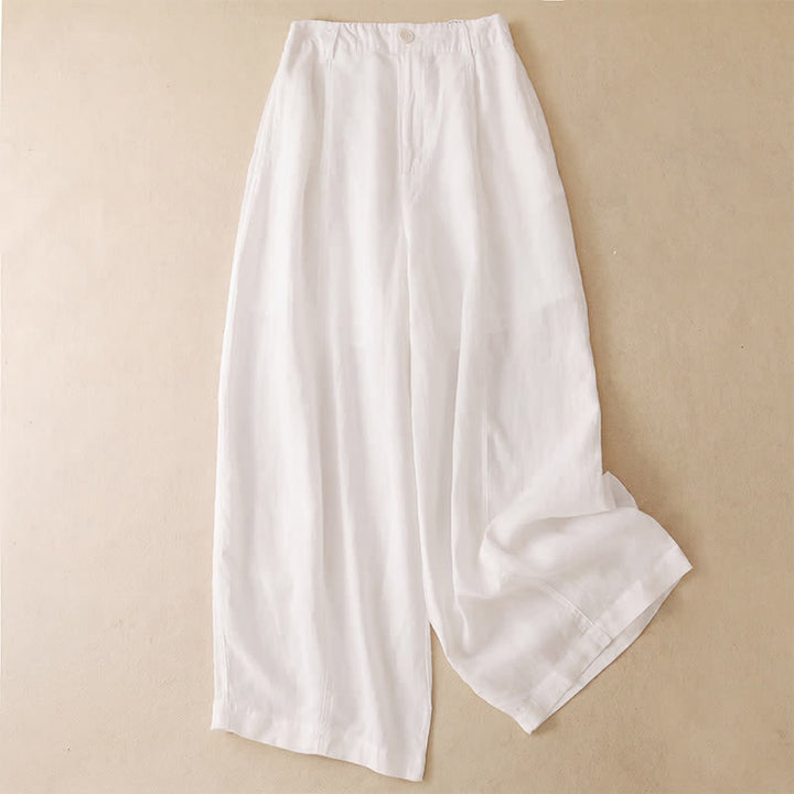 Buddha Stones Spring Summer Casual Minimalist Solid Zipper Design Cropped Pants Women's Wide Leg Pants With Pockets - White - US8-10, UK/AU12-14, EU40-42 (2XL) - image 34