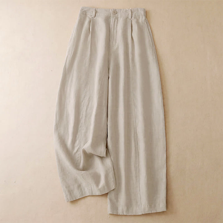 Buddha Stones Spring Summer Casual Minimalist Solid Zipper Design Cropped Pants Women's Wide Leg Pants With Pockets - Beige - US8-10, UK/AU12-14, EU40-42 (2XL) - image 18