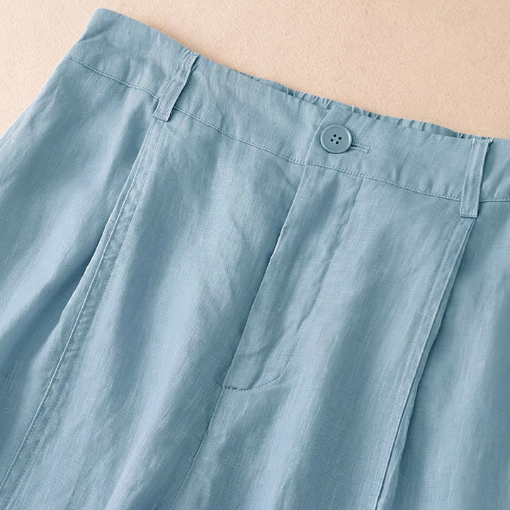 Buddha Stones Spring Summer Casual Minimalist Solid Zipper Design Cropped Pants Women's Wide Leg Pants With Pockets - image 8