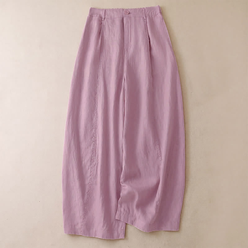 Buddha Stones Spring Summer Casual Minimalist Solid Zipper Design Cropped Pants Women's Wide Leg Pants With Pockets - LightPink - US8-10, UK/AU12-14, EU40-42 (2XL) - image 27