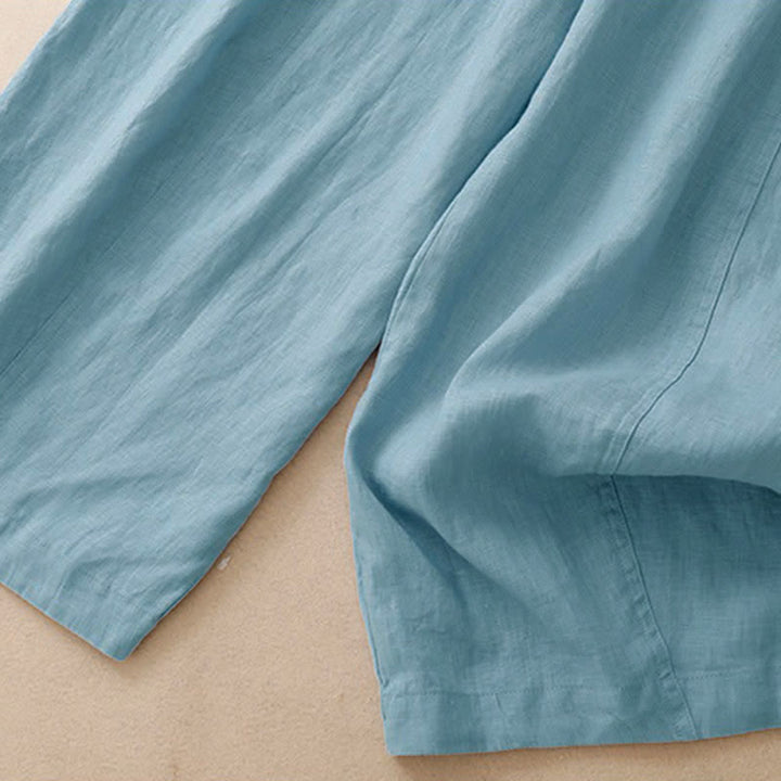 Buddha Stones Spring Summer Casual Minimalist Solid Zipper Design Cropped Pants Women's Wide Leg Pants With Pockets - image 10
