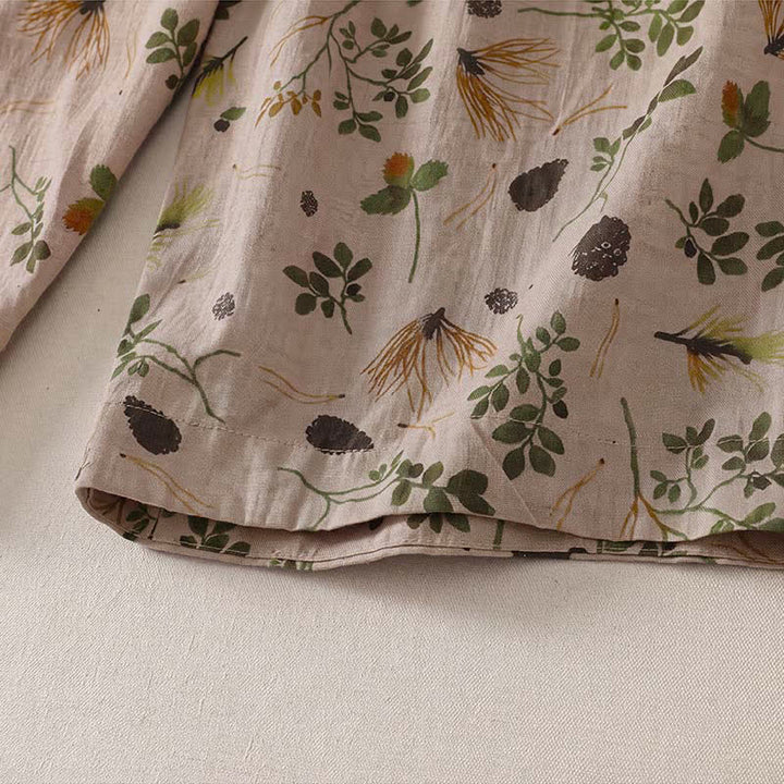 Buddha Stones Spring Summer Casual Boho Drawstring Floral Leaves Cropped Pants Women's Harem Pants With Pockets - image 5