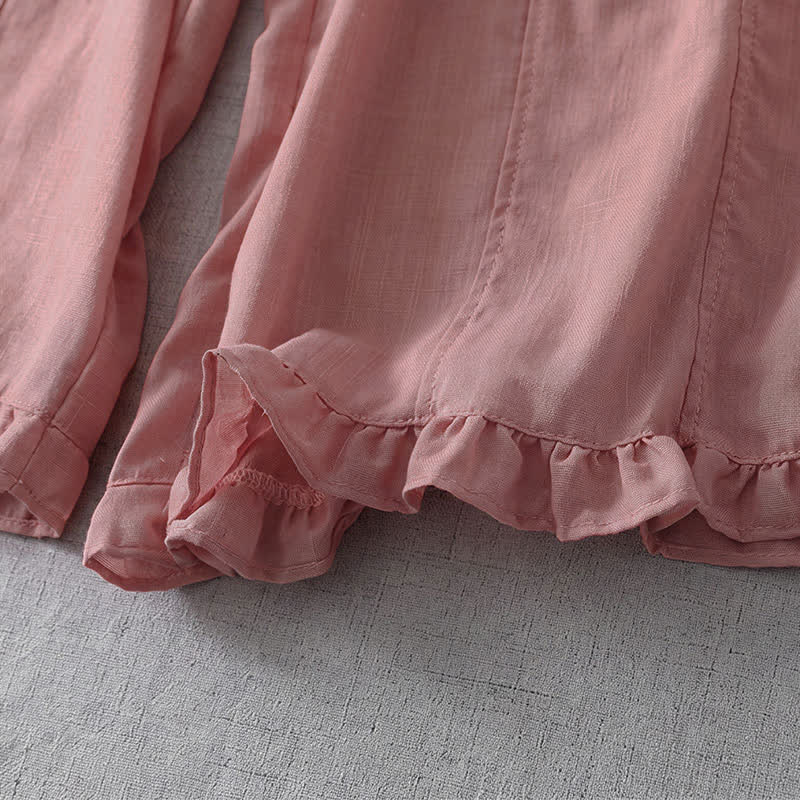 Buddha Stones Spring Summer Casual Minimalist Drawstring Solid Cropped Pleated Cuff Pants Women's Wide Leg Pants With Pockets - image 5