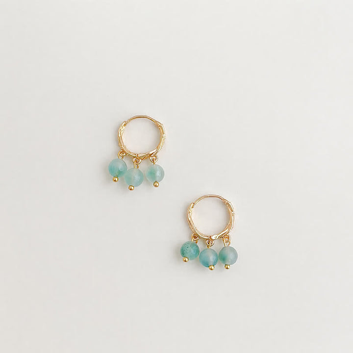 Buddha Stones Natural Moss Agate Copper Drop Soothing Earrings - image 1