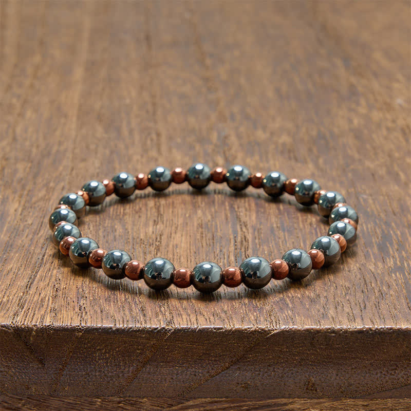 Buddha Stones 2-Piece Set Hematite Grounding Minimalist Round Bead Bracelet - image 8
