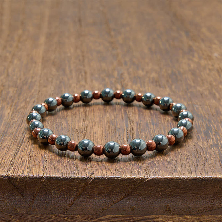 Buddha Stones 2-Piece Set Hematite Grounding Minimalist Round Bead Bracelet - image 8