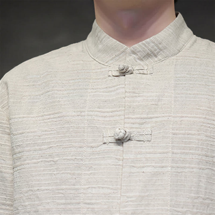Buddha Stones Fall Tang Style Vintage Frog Button Floral Men's Long Sleeve Shirts - image 20