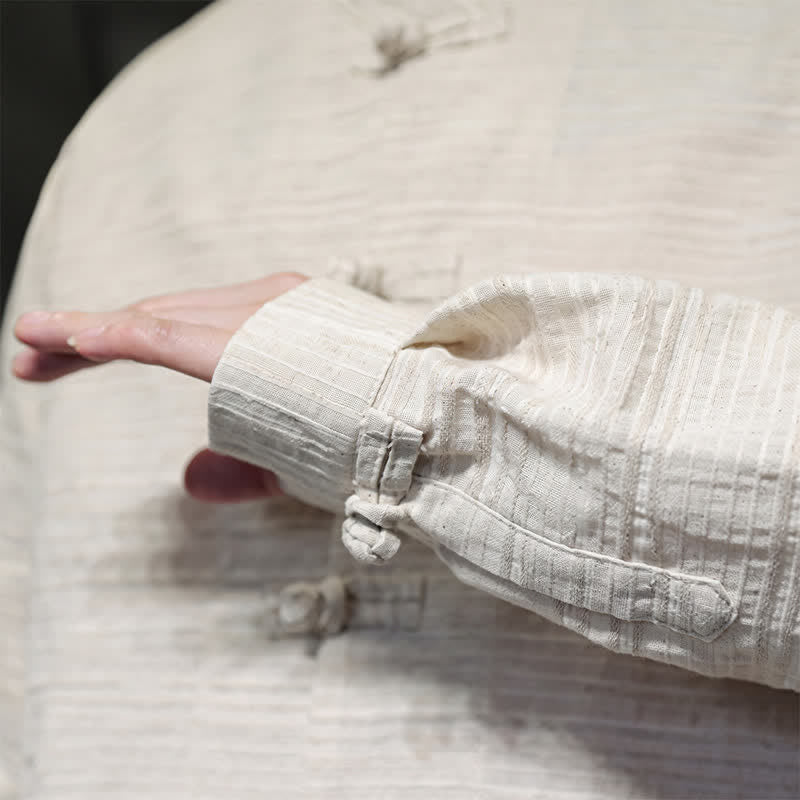 Buddha Stones Fall Tang Style Vintage Frog Button Floral Men's Long Sleeve Shirts - image 22