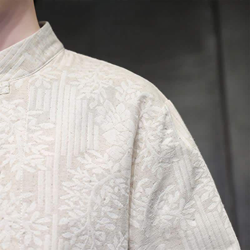 Buddha Stones Fall Tang Style Vintage Frog Button Floral Men's Long Sleeve Shirts - image 34