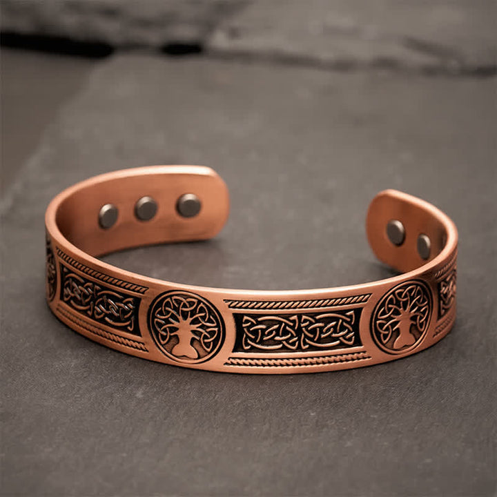Buddha Stones Red Copper Tree of Life Unity Vintage Open Cuff Bracelet - Red Copper(Inner Diameter:  Approx. 58mm) - image 0