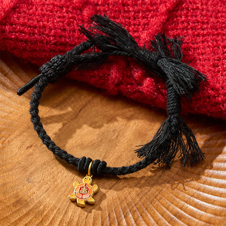 Buddha Stones Turtle Charm Gold Plated Copper Red String Balance Tibet Bracelet - Black(Wrist Circumference: 5.5–6.7 in/14–17 cm) - image 17