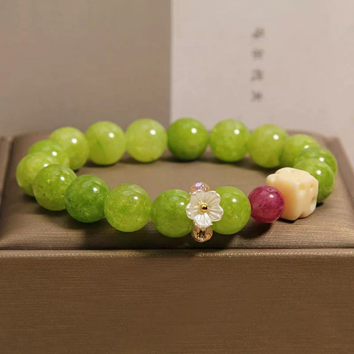 Buddha Stones Peridot Flower Charm Healing Beaded Bracelet - image 7