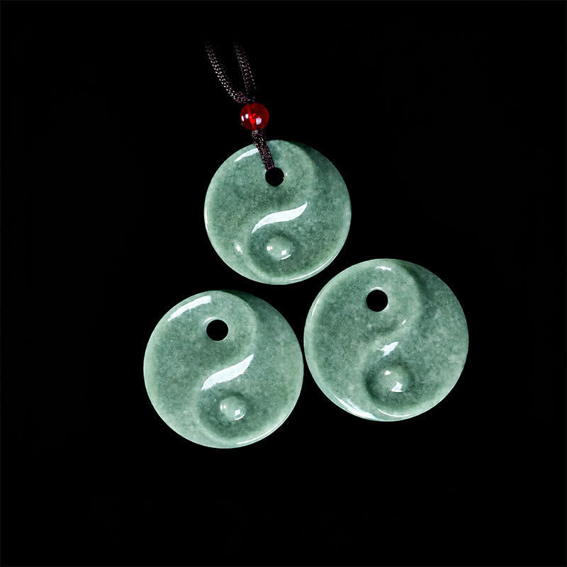 Buddha Stones Green Jade Yin Yang Balance Braided Cord Necklace - image 4