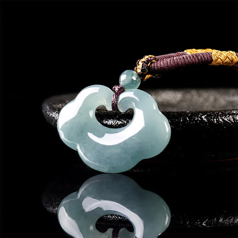Buddha Stones Jade Ruyi Cloud Chinese Lock Charm Luck Pendant Necklace - image 3