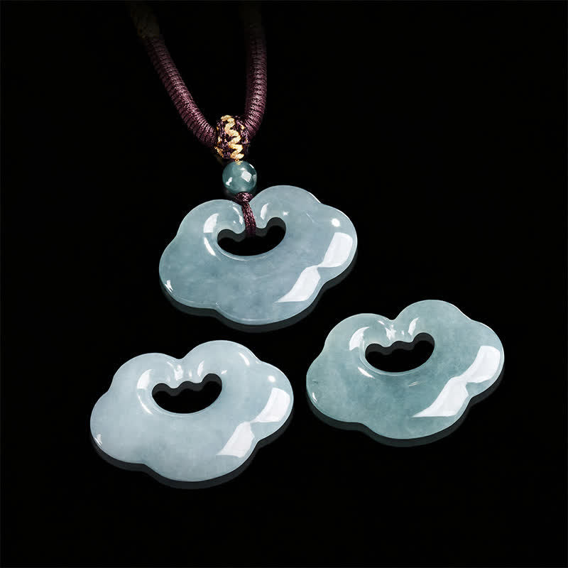 Buddha Stones Jade Ruyi Cloud Chinese Lock Charm Luck Pendant Necklace - image 4