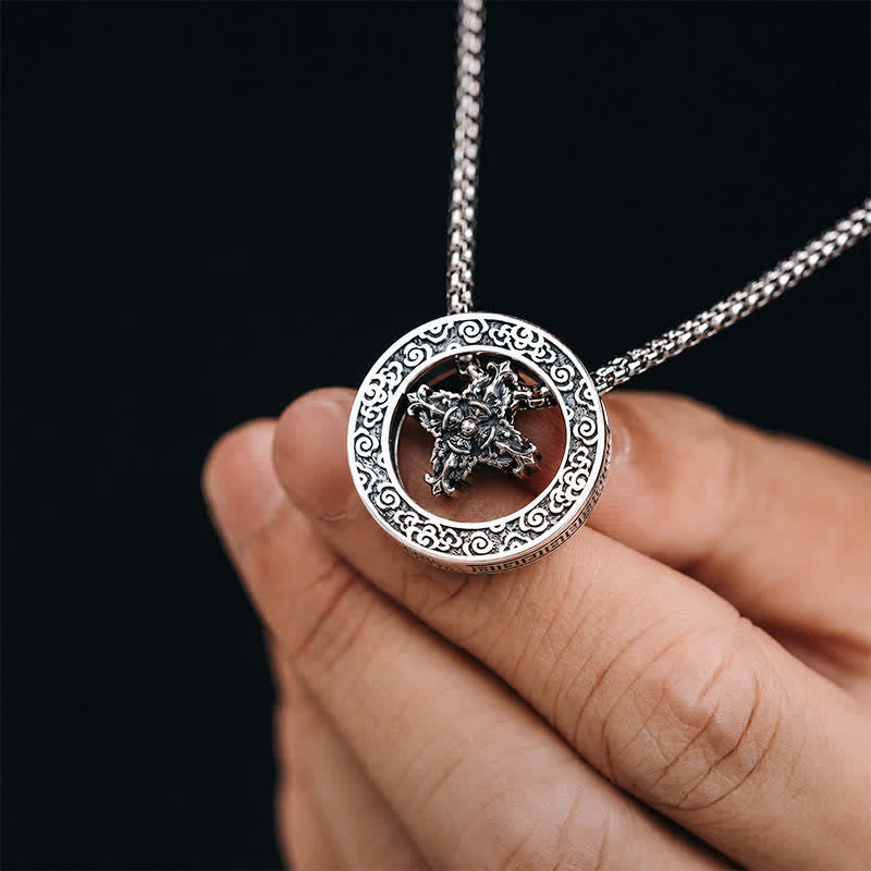 Buddha Stones Vintage Copper Crossed Vajra Spiritual Power Round Pendant Necklace - image 1