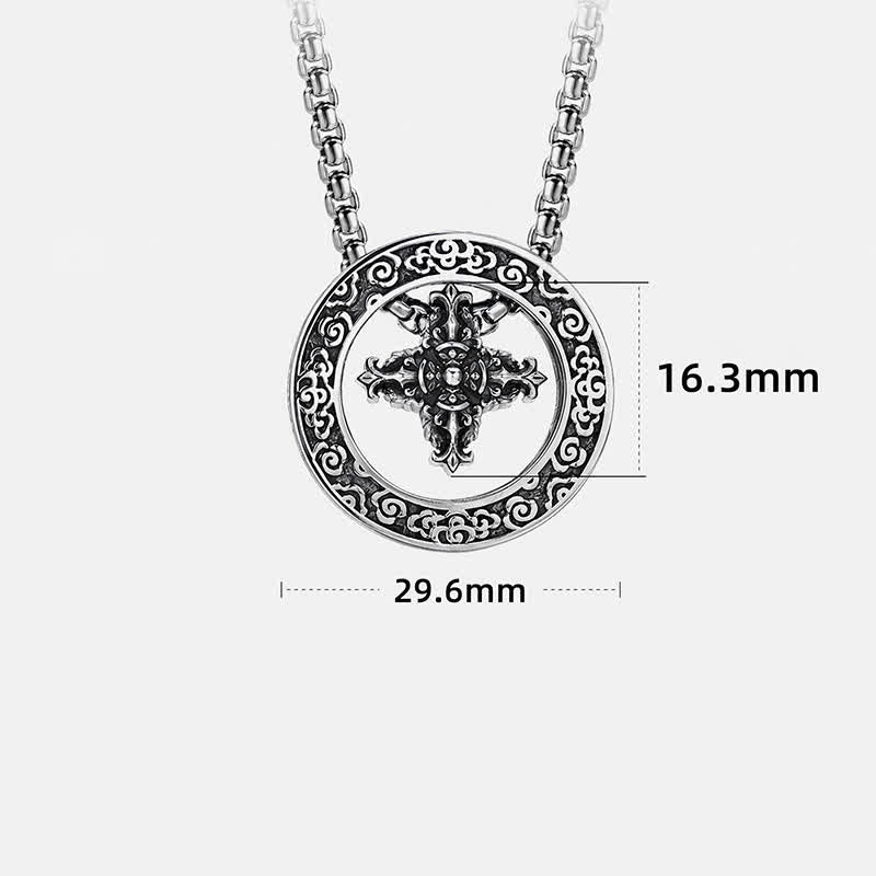 Buddha Stones Vintage Copper Crossed Vajra Spiritual Power Round Pendant Necklace - image 11