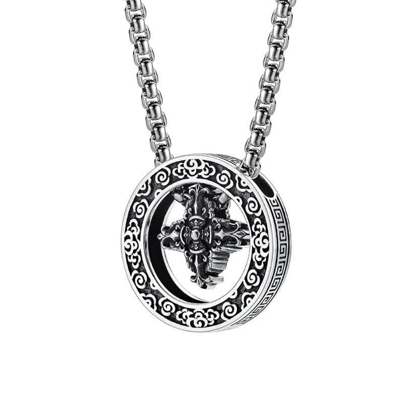 Buddha Stones Vintage Copper Crossed Vajra Spiritual Power Round Pendant Necklace - image 8