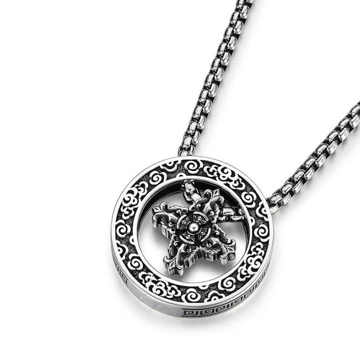 Buddha Stones Vintage Copper Crossed Vajra Spiritual Power Round Pendant Necklace - image 9